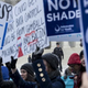 Activists rally against Hobby Lobby's choice to deny contraceptive health care coverage to its employees outside the Supreme Court in Washington, D.C., March 25, 2014.
BRENDAN SMIALOWSKI/AFP/Getty Images